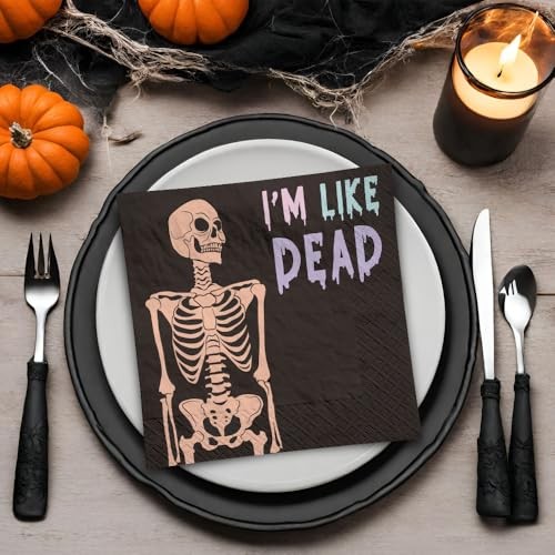 Multicolor Pastel Halloween Beverage Paper Napkins (5" X 5") 40 Count - Premium Quality & Absorbent Napkins, Perfect for Halloween Parties & Themed Ev
