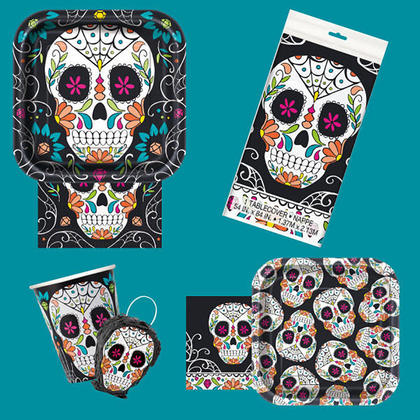 Day of the Dead Sugar Skulls Paper Plates 7 Inches, 8 per Package