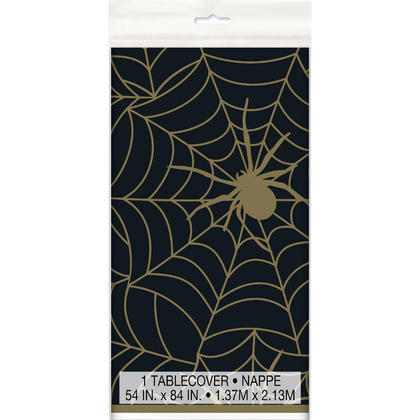 Tablecloth Spider 137 X 213 Cm PVC Black/gold
