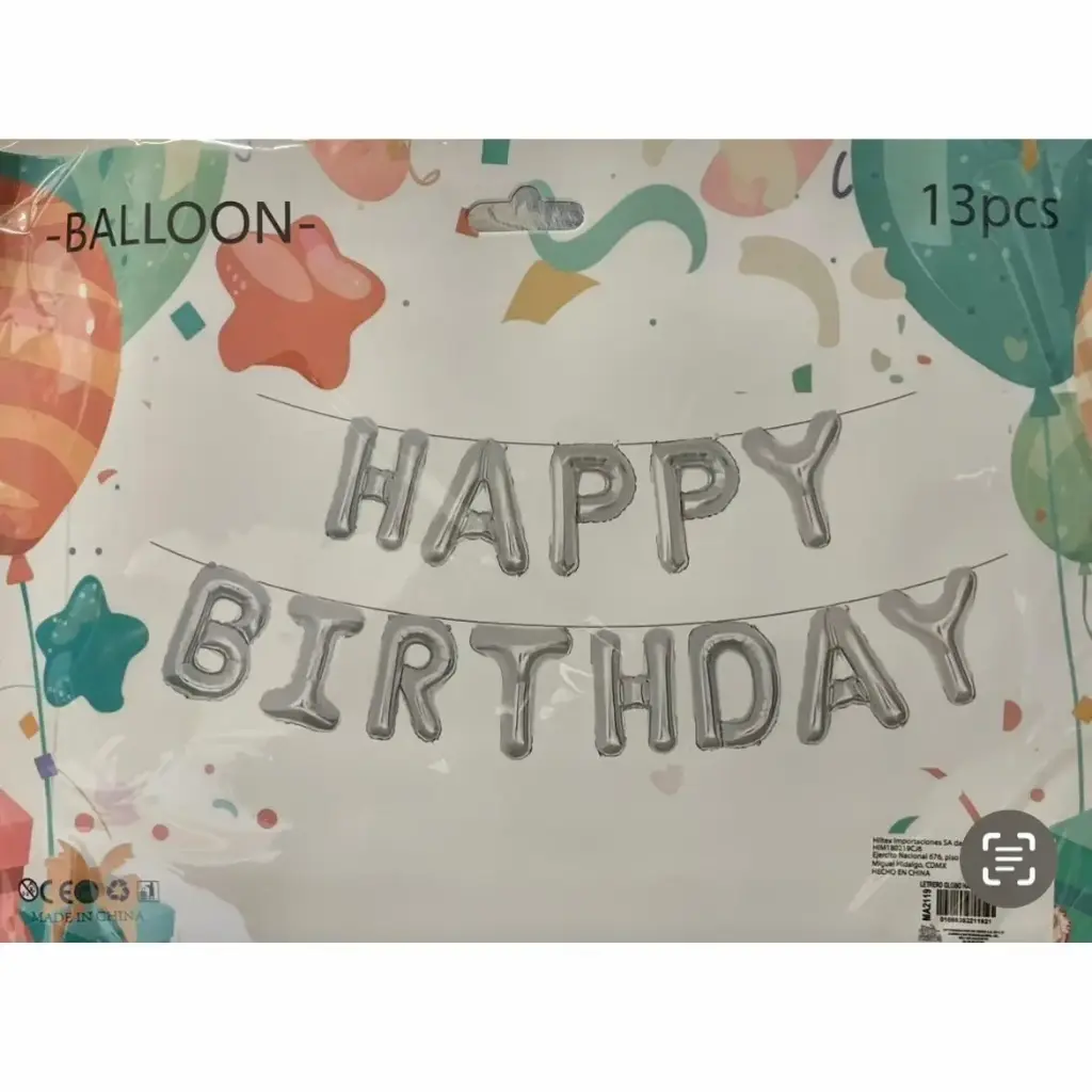 LETRERO HAPPY BIRTHDAY PLATA