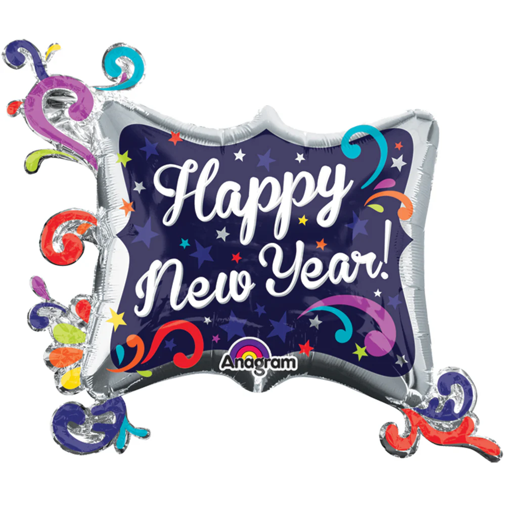 SUPER SHAPE HAPPY NEW YEAR SWIRL FRAME