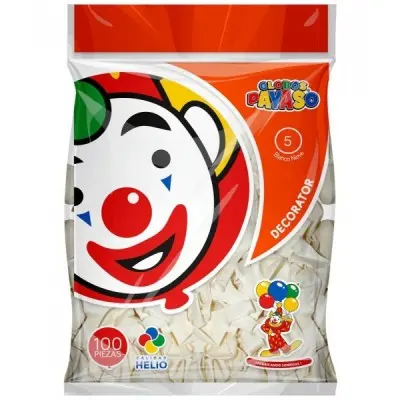5" PAYASO BLANCO NIEVE C/100PZS