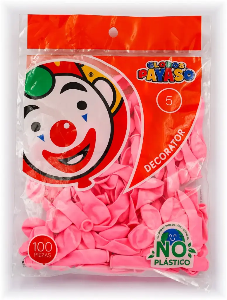 5" PAYASO ROSA BEBE C/100PZ