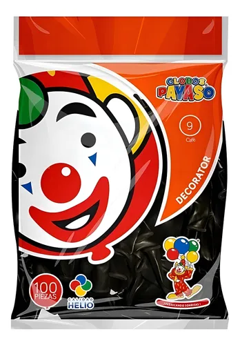 9" PAYASO NEGRO C/100PZS