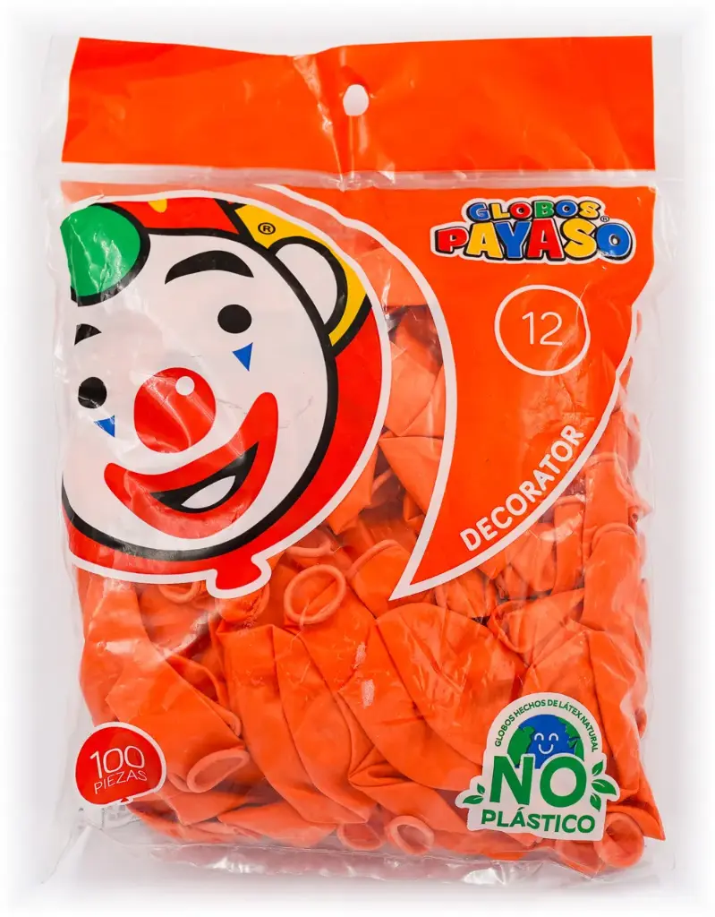 12" PAYASO NARANJA C/100PZS