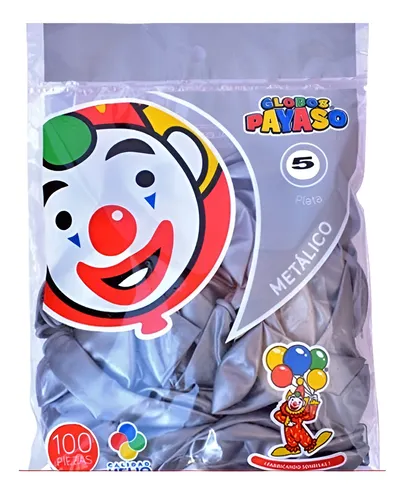 5" PAYASO METALICO PLATA C/100PZS