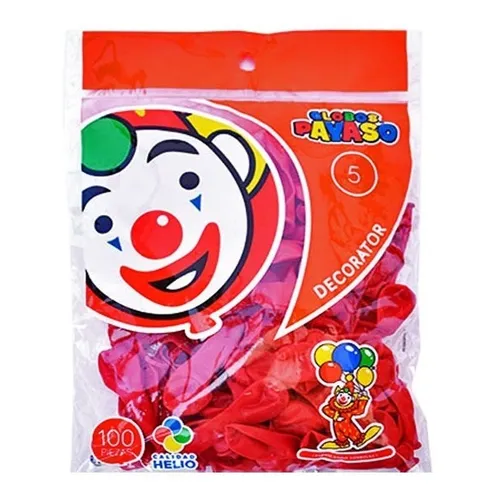 5" PAYASO ROJO CEREZA C/100PZS