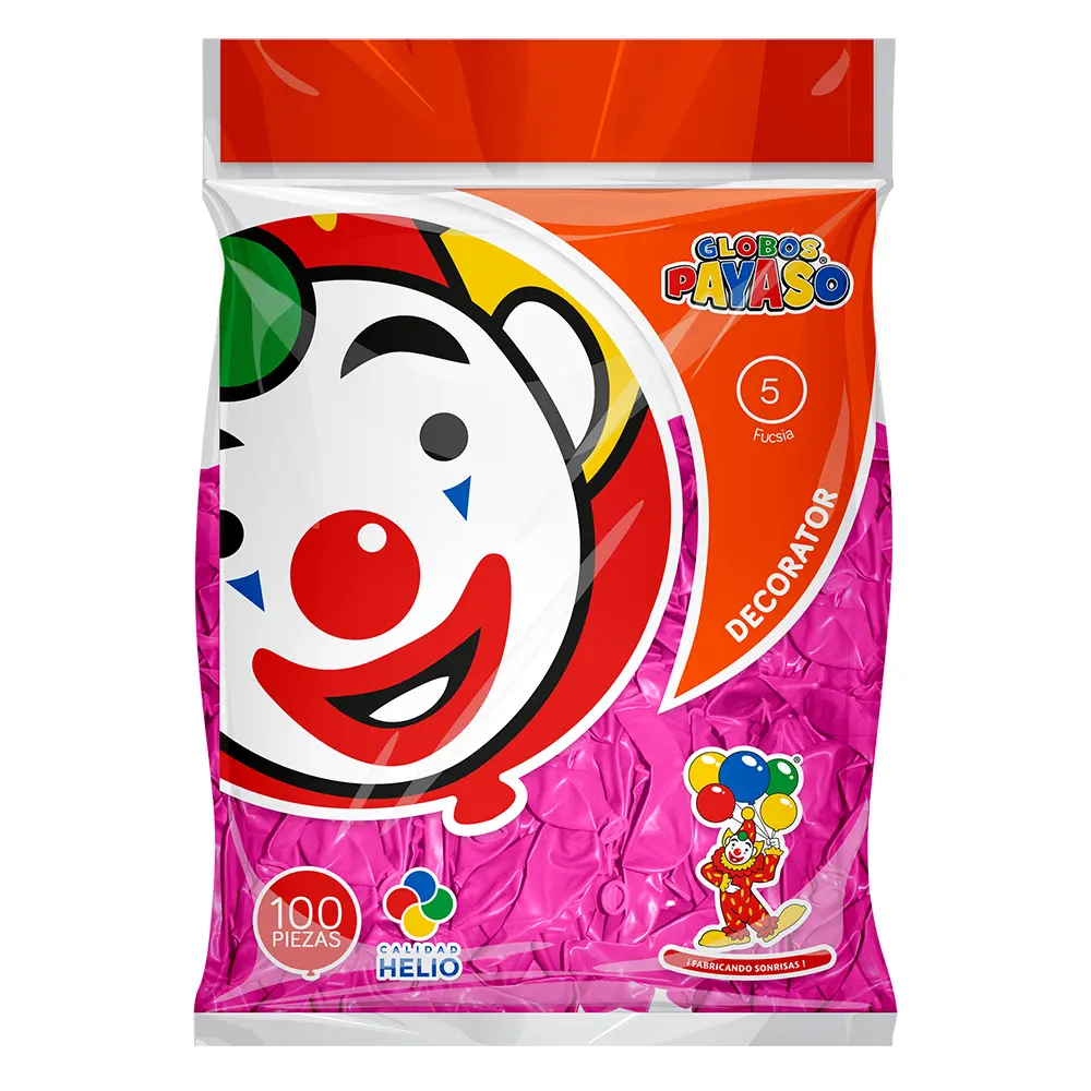 5" PAYASO ROSA FUCSIA C/100PZS