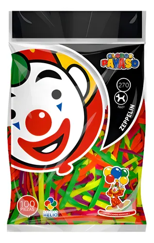 270" PAYASO SURTIDO NEON C/100PZS