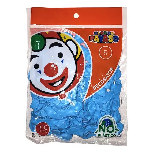 5" PAYASO AZUL CLARO C/100PZS