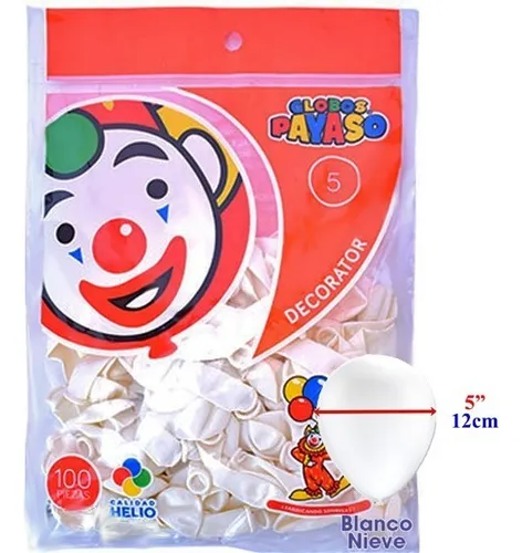 5" PAYASO PASTEL BLANCO C/100PZS