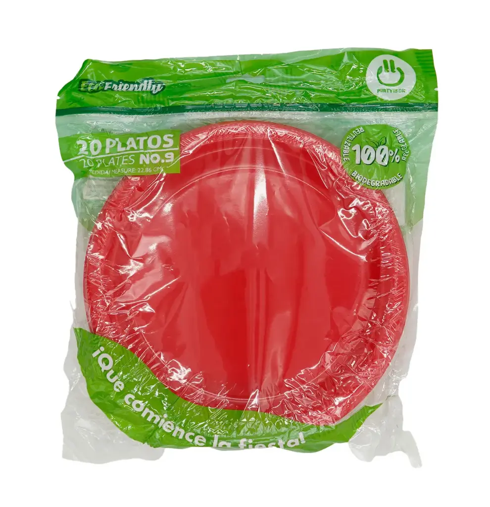 PLATO PLASTICO PARTY IS ON ROJO NO.9 C/20PZS