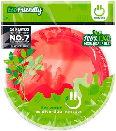 PLATO PLASTICO PARTY IS ON ROJO NO.7 C/20PZS