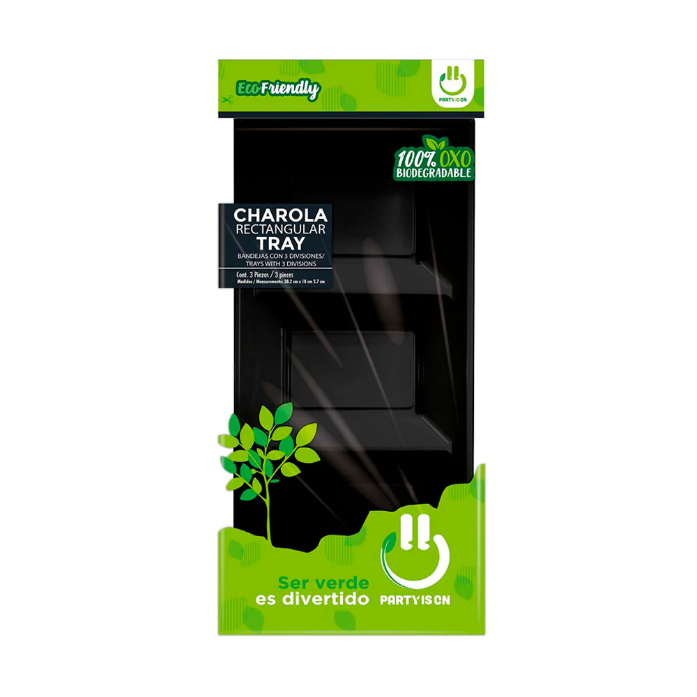 CHAROLA PARTY IS ON RECTANGULAR NEGRO C/3PZS