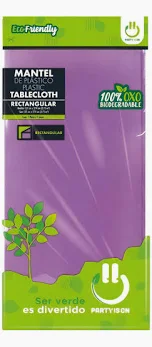MANTEL PLASTICO PARTY IS ON MORADO RECTANGULAR
