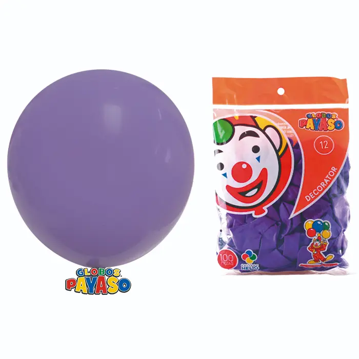 12" PAYASO VIOLETA C/100PZS