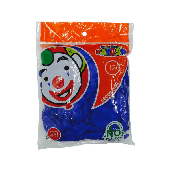 12" PAYASO PASTEL AZUL OBSCURO C/100PZS