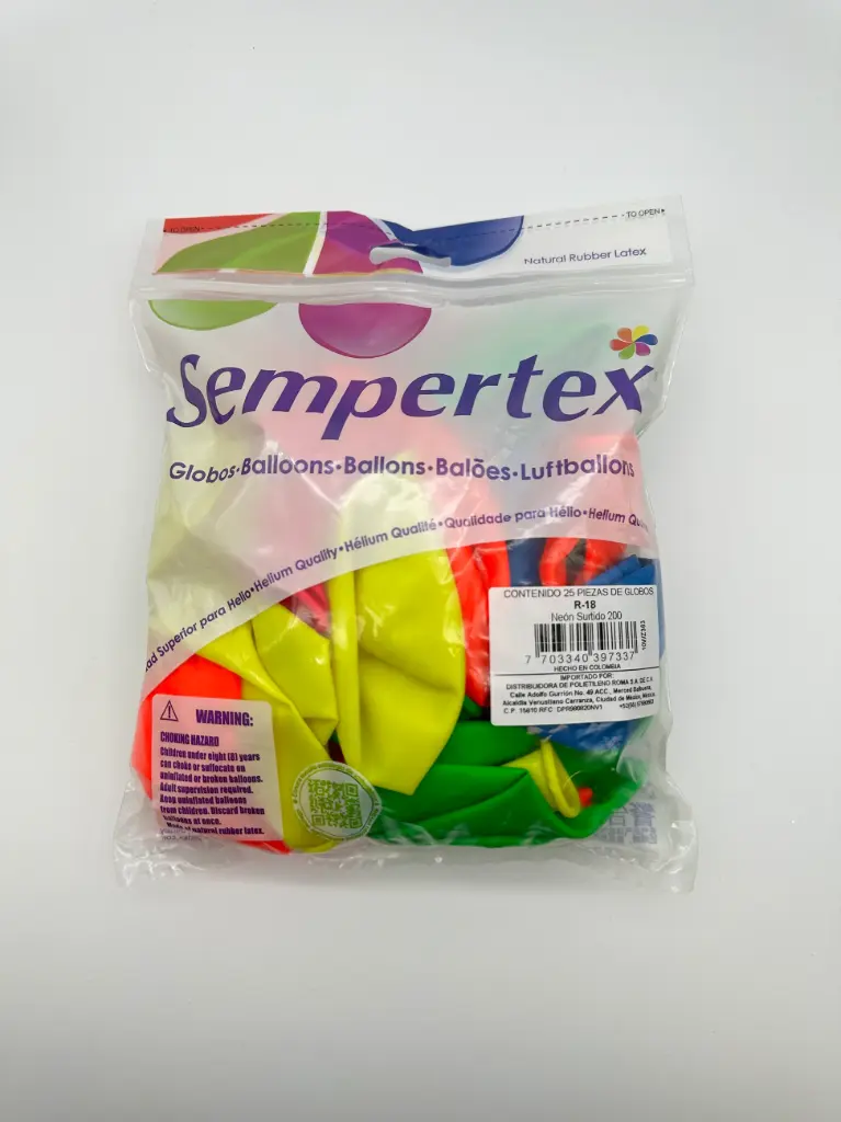 18" SEMPERTEX NEON SURTIDO C/25PZS