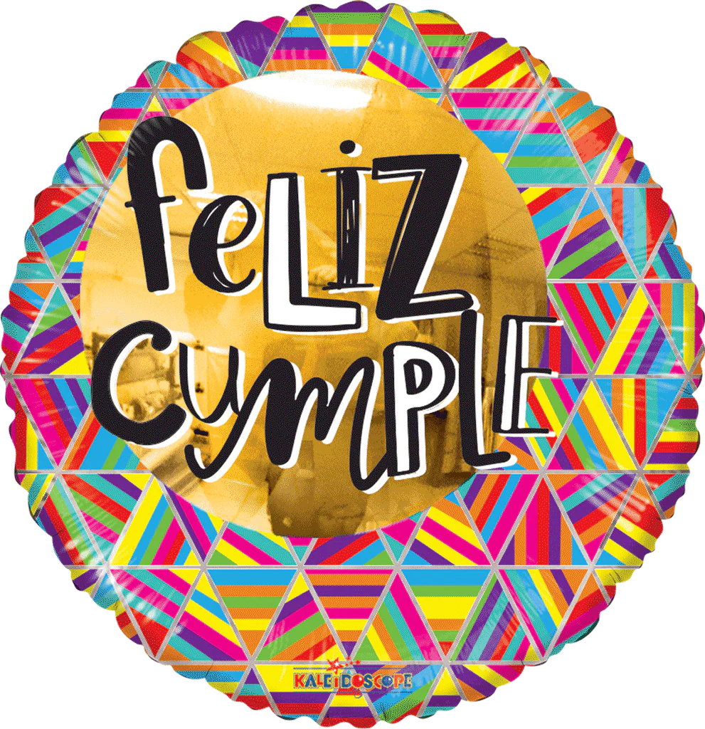 IMP18" FELIZ CUMPLE TRIANGULOS COLORIDOS 
