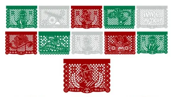 PAPEL PICADO TRICOLOR  5 METROS