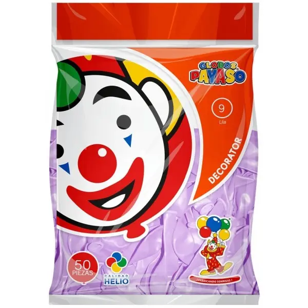 9" PAYASO LILA C/50PZS