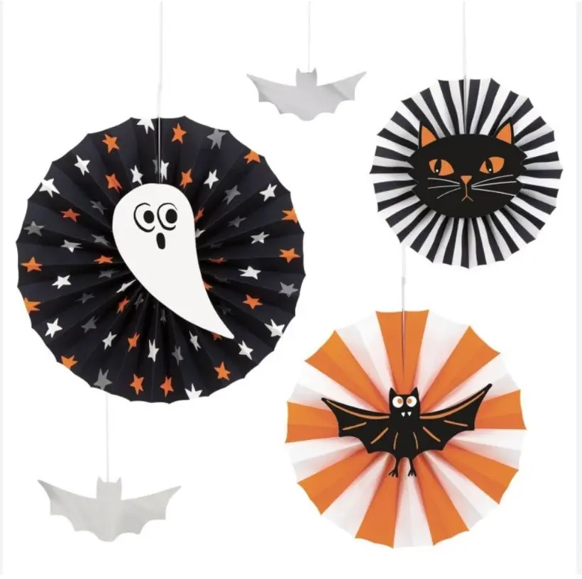 DECORACIÓN DE MURCIELAGO, FANTASMA Y GATO HALLOWEEN