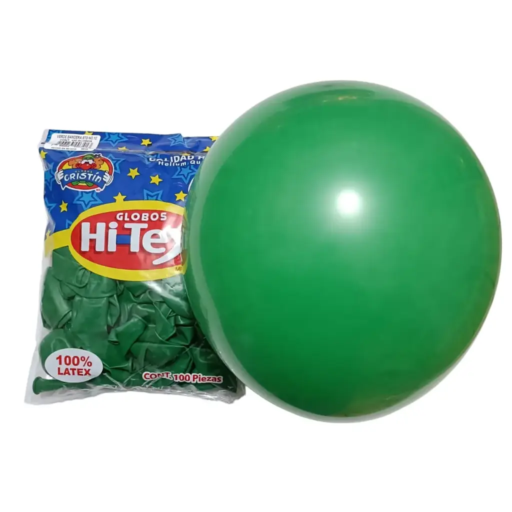 12" HI-TEX VERDE BANDERA C/100PZS