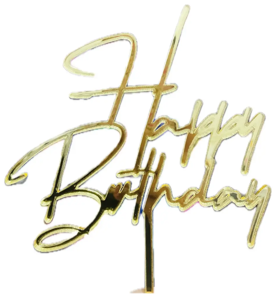 CAKE TOPPER HAPPY BIRTHDAY DORADO