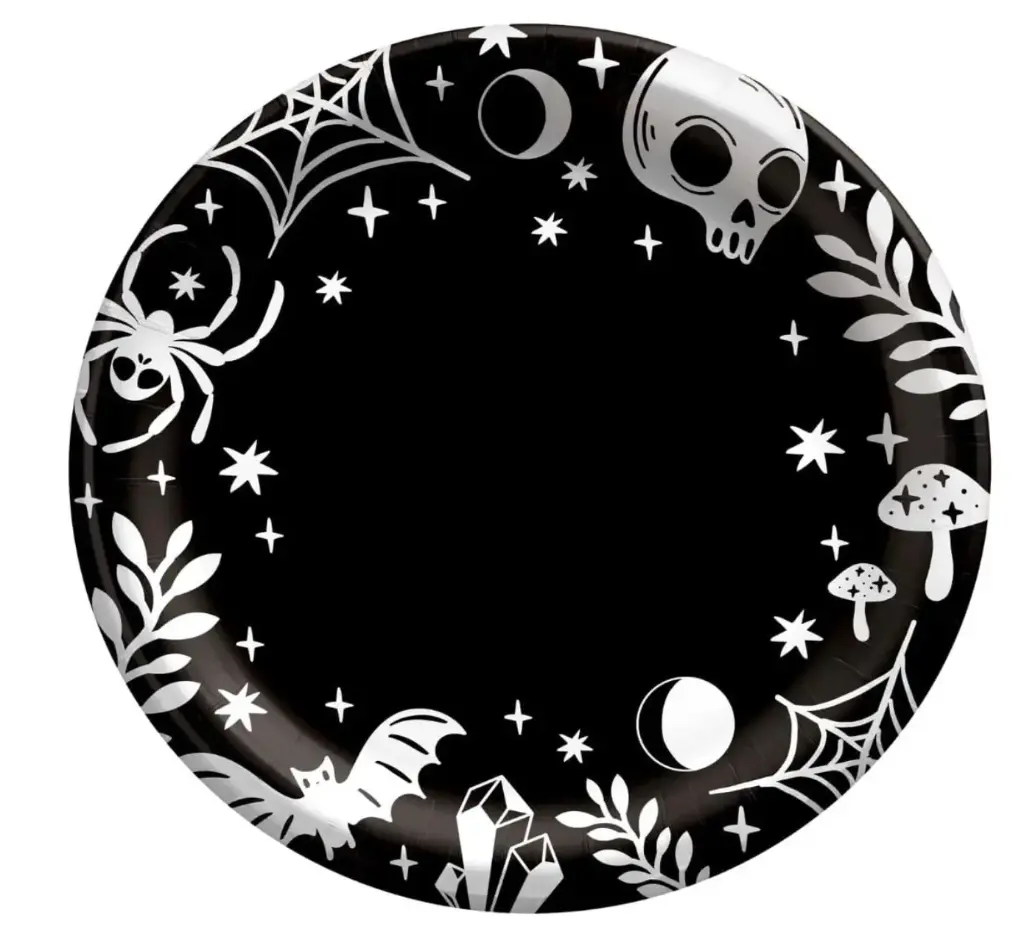 PLATO DESECHABLE NEGRO CALABERA Y AREÑAS