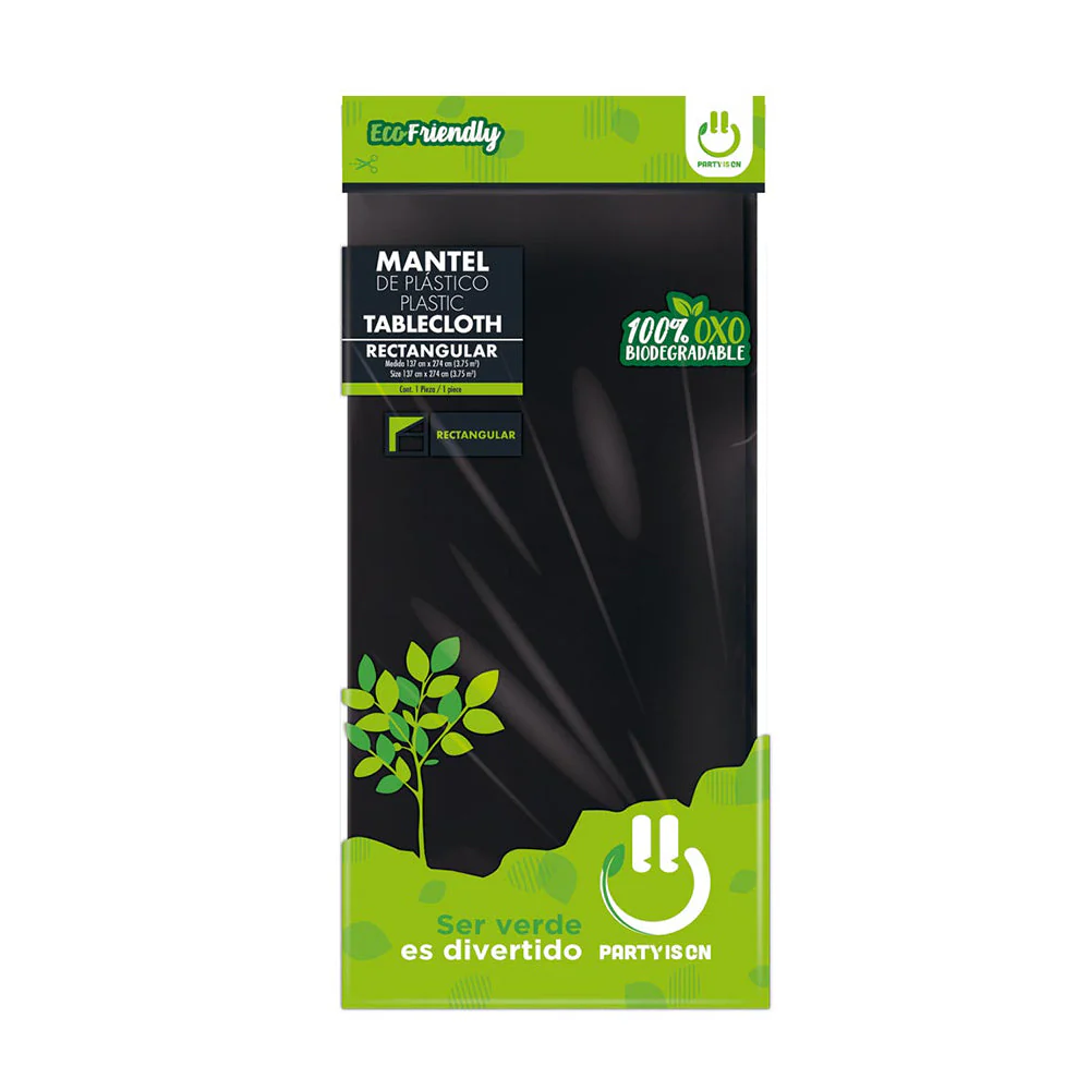 MANTEL PLASTICO PARTY IS ON NEGRO RECTANGULAR