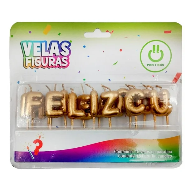 VELA FELIZ CUMPLEAÑOS DORADO 