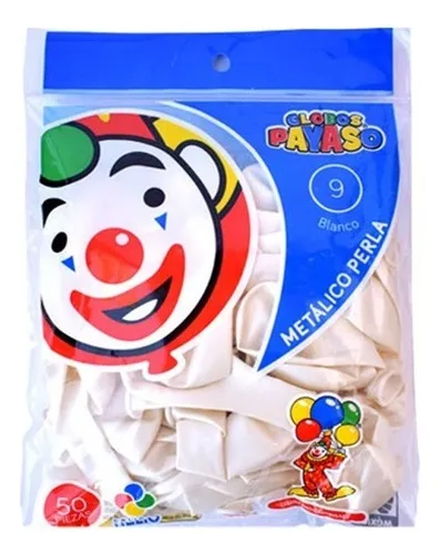 5" PAYASO PERLA METALICO BLANCO C/100PZS