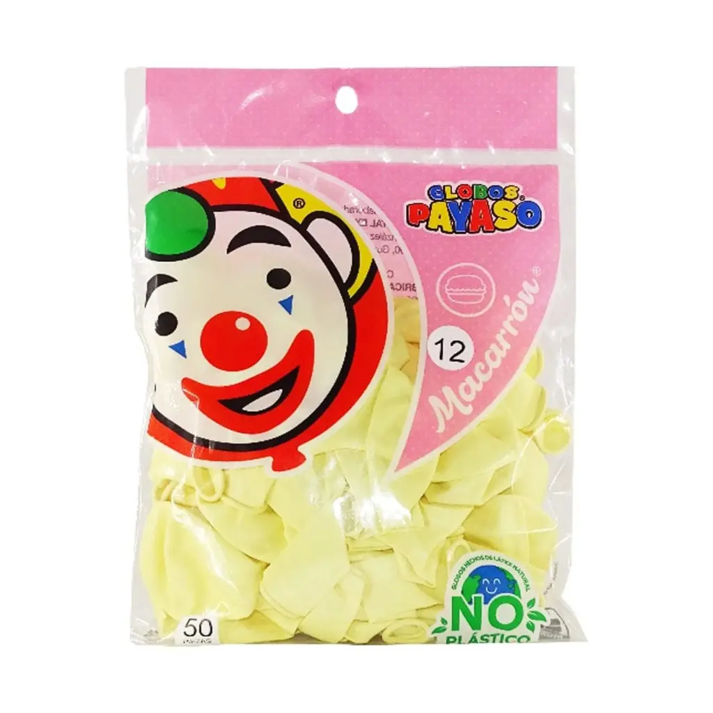 12" PAYASO MACARRON VAINILLA C/50PZS