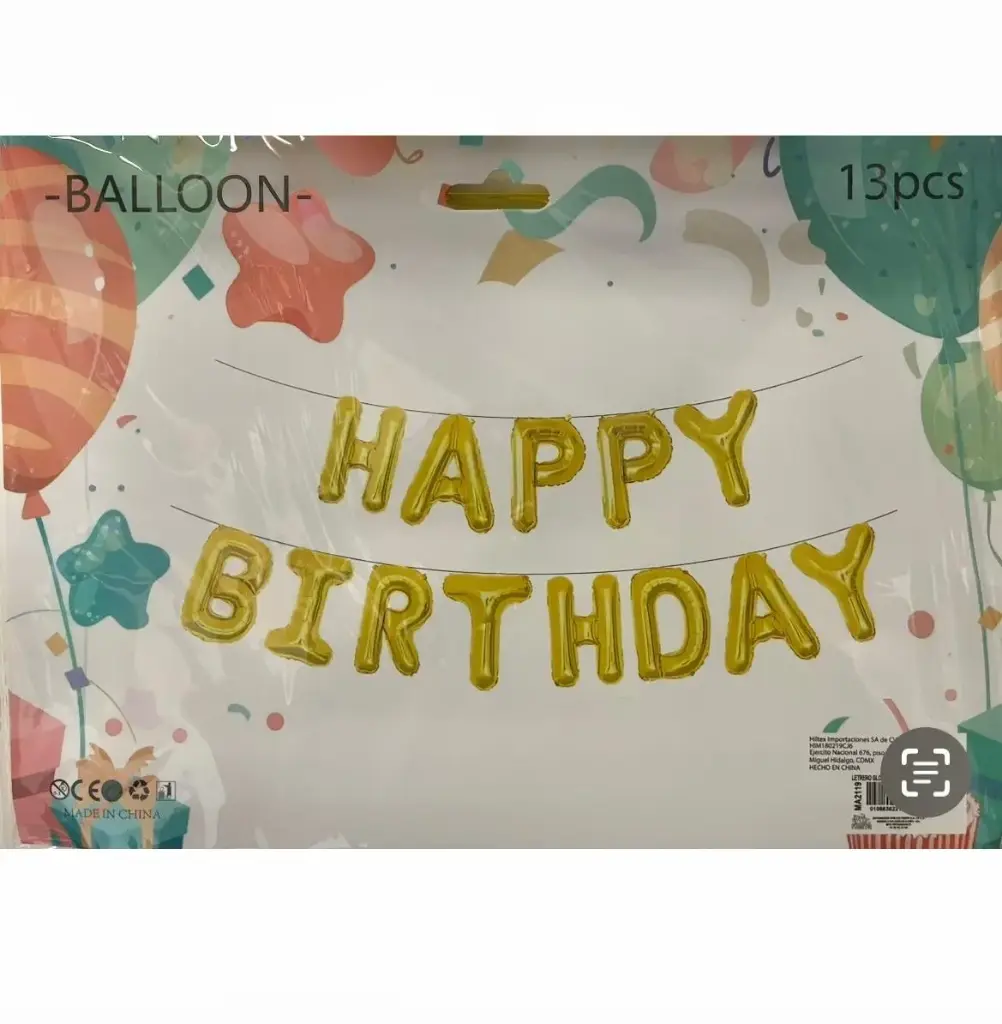 LETRERO HAPPY BIRTHDAY DORADO