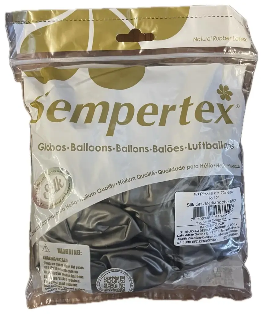 12" SEMPERTEX SILK GRIS MEDIA NOCHE C/50PZS