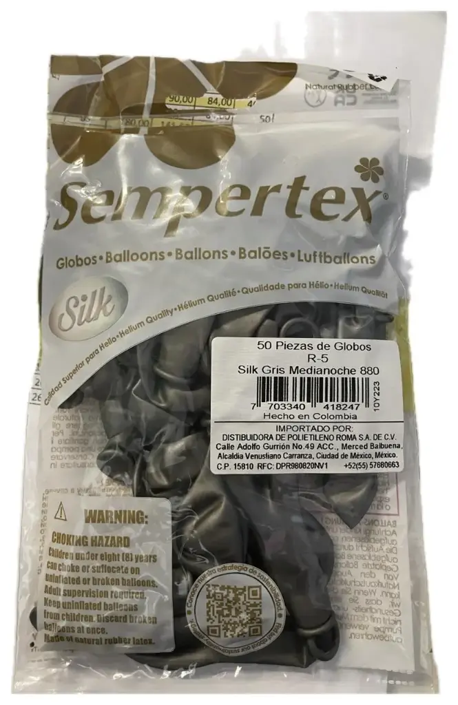 5" SEMPERTEX SILK GRIS MEDIANOCHE C/50PZS