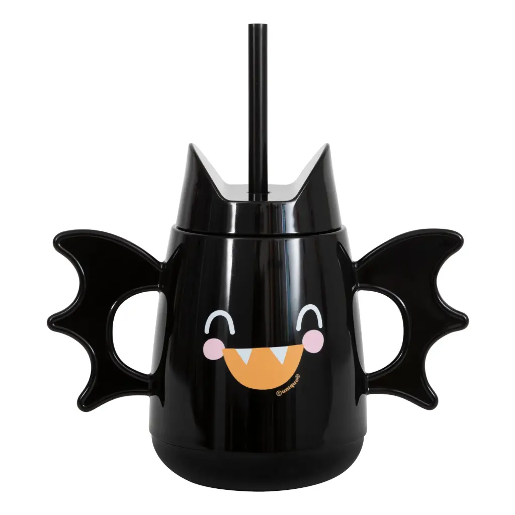BAT SHAPED TUMBLER WITH LID & STRAW
