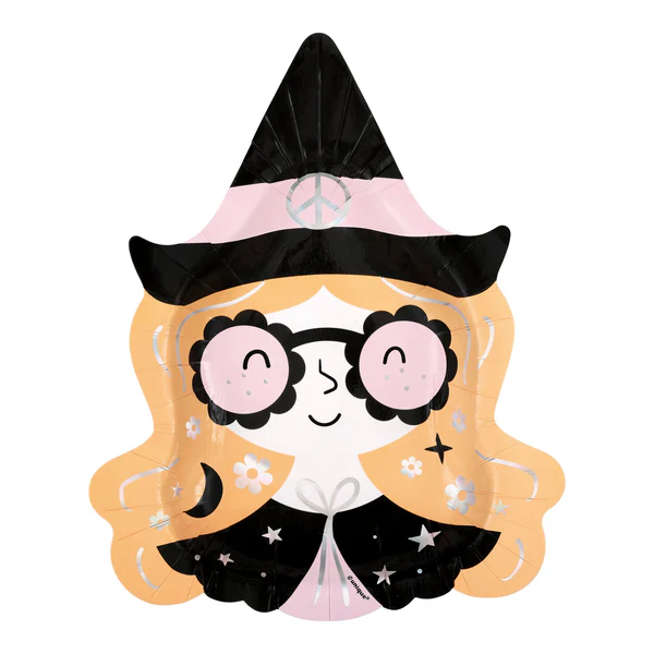 8" WITCH SHAPED PLATES WITH FOIL