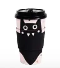 16OZ BLACK BAT PAPER COFFEE CUPS WITH LIDS & SLEEVES 6CT