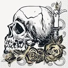 LUNCHEON NAPKINS SKULL WITH FOIL