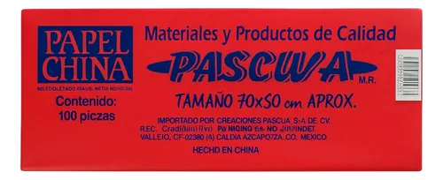 MARSOL PAPEL CHINA ROJO C/100PZS