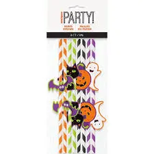 STRIPED PAPER STRAWS WITH HALLOWEEN DIE CUT 8CT