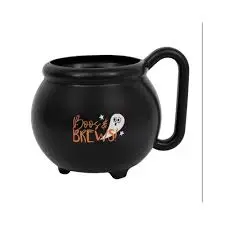 BATS & BOOS PLASTIC CAULDRON MUG 15OZ.