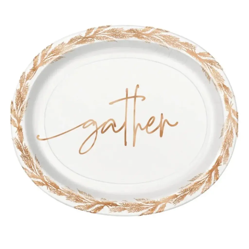 12" OVAL PLATES ELEGANT THANKSGIVING GATHER 8CT