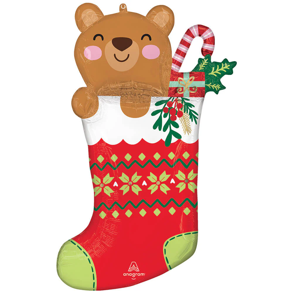 SUPER SHAPE BEARY CHRISTMAS STOCKING 