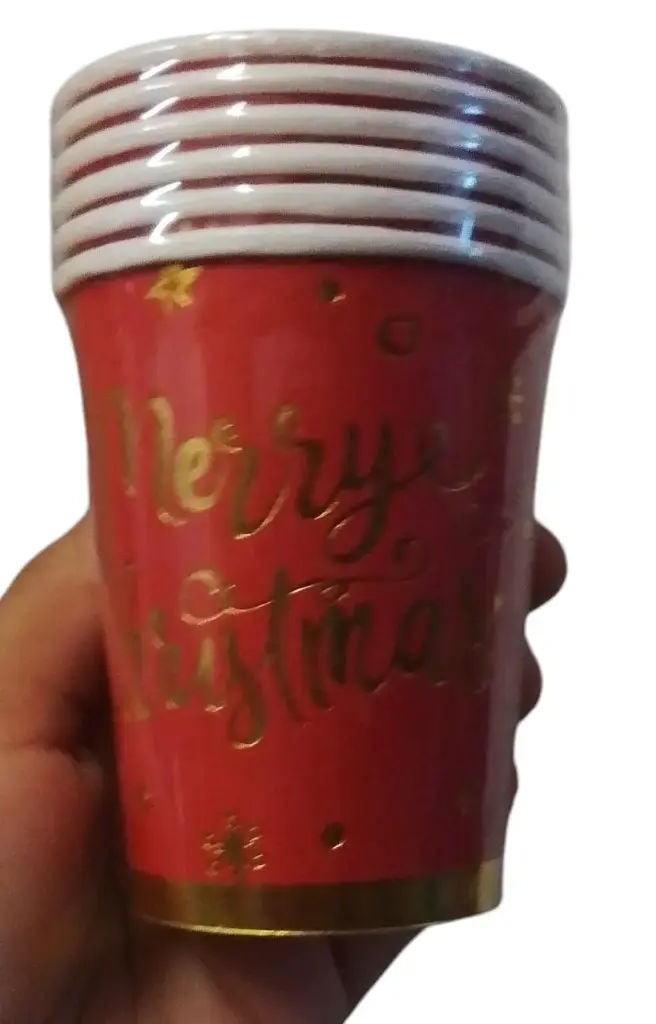 VASO NAVIDEÑO MERRY CHRISTMAS ROJO Y DORADO 