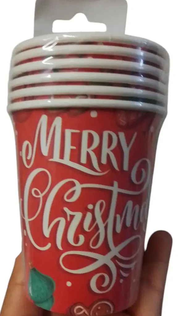VASO NAVIDEÑO MERY CHRISTMAS BALNCO 