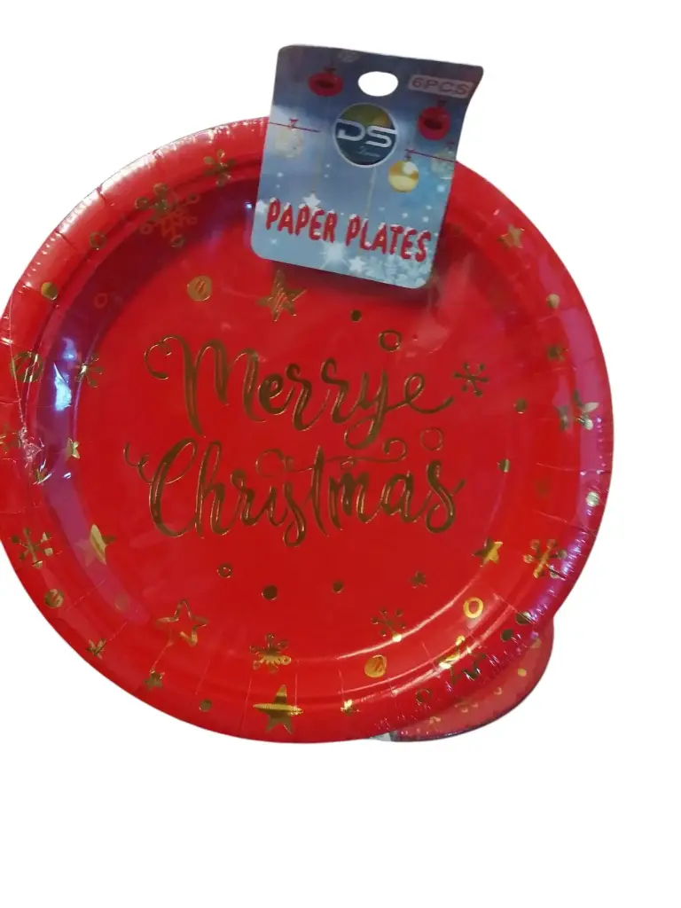 PLATO PASTELERO ROJO MERRY CHRISTMAS 