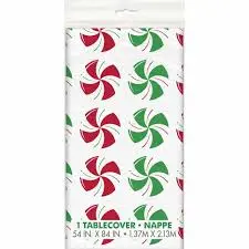 PLASTIC TABLECOVER PEPPERMINT CHRISTMAS