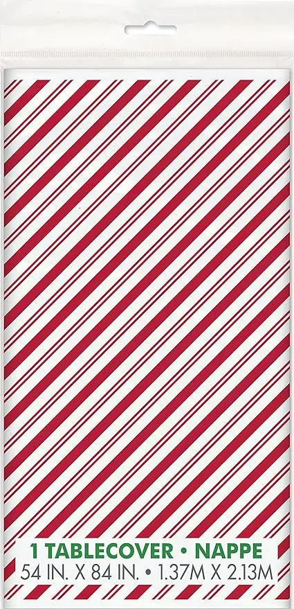 TABLECOVER RED STRIPES SNOWMAN
